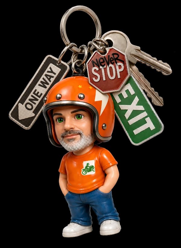 Rick Ovelar figurine keychain portrait
